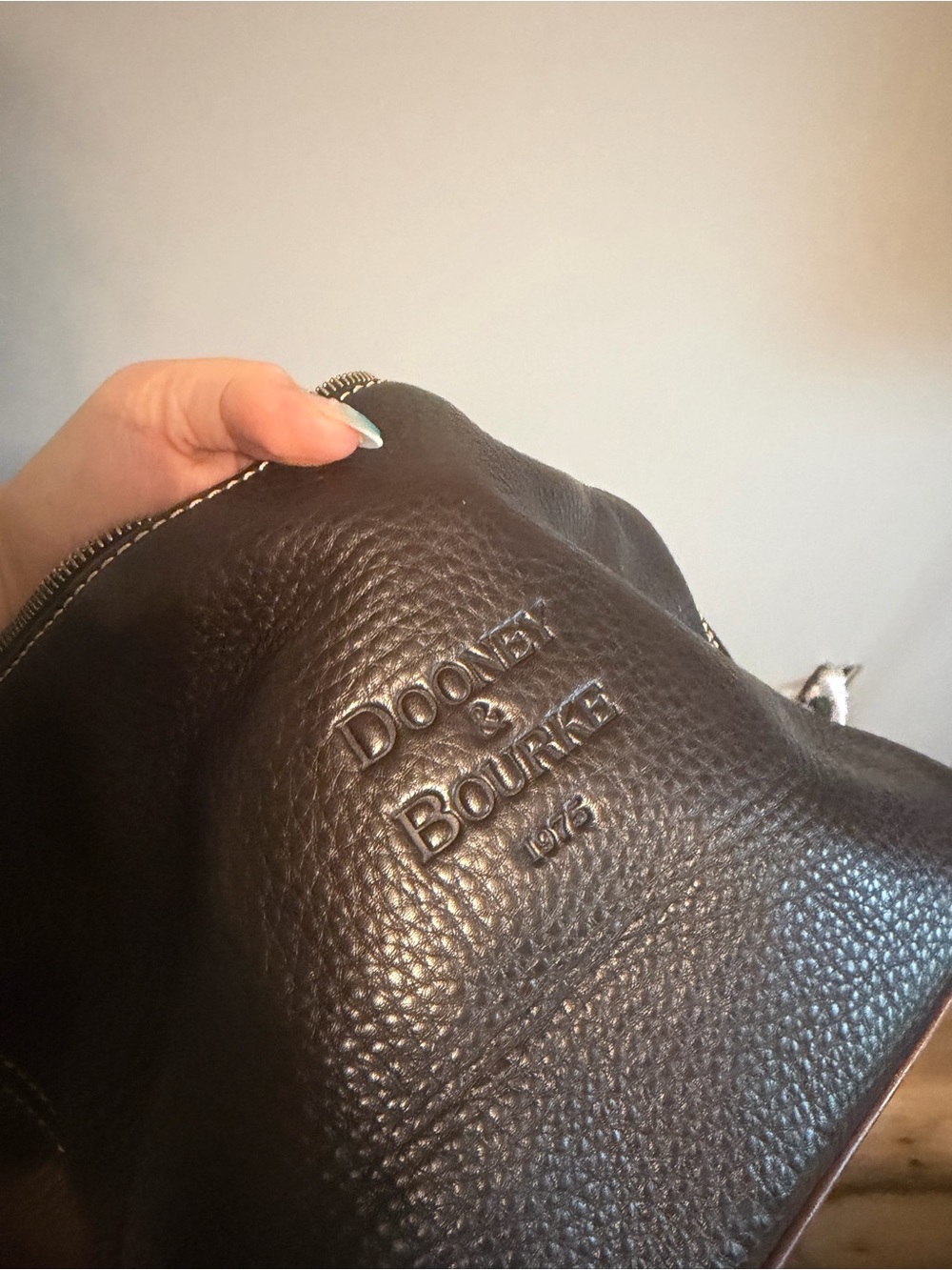 Dooney & Bourke Dark Brown Pebbled Leather Shoulder Bag - Picture 5 of 8